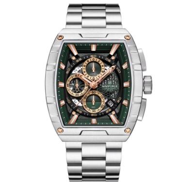 Imagem de Relógio De Quartzo Masculino Moda Tonneau Aço Inoxidável À Prova Da Água Verde