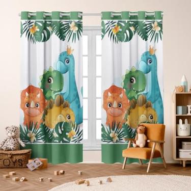 Imagem de Cortina Infantil Estampada, 3,00x2,20m, 2 Folhas, Poliéster, Decorativa para Quarto, Sala, Escola (DINO BABY)