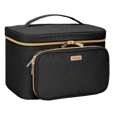 Imagem de Bolsa de maquiagem de viagem TBTOTRA com organizador de joias preta