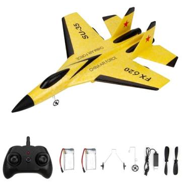 Imagem de GoolRC FX620 RC Airplane, 2.4GHz Remote Control Airplane, 2 Channel RC Plane, SU-35 RC Glider EPP Aircraft Model with 3-Axis Gyro, Outdoor Flight Toys for Kids and Adults with 2 Battery (Yellow)
