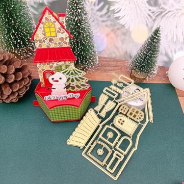 Imagem de Alinacutle Corte de metal de Natal cortado para embalagem de presente, papel artesanal, fazer cartões, faça você mesmo, álbuns, álbuns, decoração de presentes de férias (casa de férias)