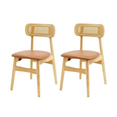 Imagem de Kit 2 Cadeiras De Jantar Rainer Assento Estofado Marrom Base - Waw Des