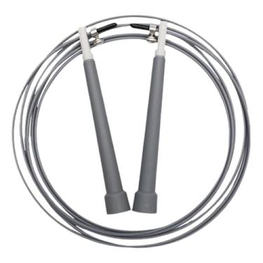 Imagem de Zxpjkyu Corda de Pular de Velocidade Profissional com Rolamento de Esferas Giratório de 360 ​​graus, Corda de aço em PVC Ajustável, Alça Confortável para Home, Cinza