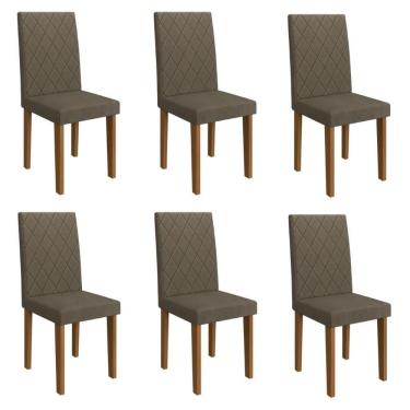 Imagem de Kit 6 Cadeiras De Jantar Estofadas 43,5cm Multimóveis CR50220 Cacau