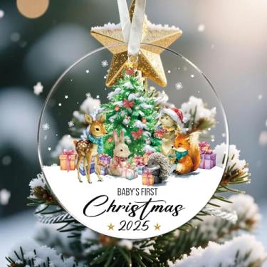 Imagem de Enfeite de Natal para o primeiro bebê da família - Presentes novos para mamãe e papai pela primeira vez 2025 Presentes personalizados para pais novos para a família, enfeite de acrílico de Natal para