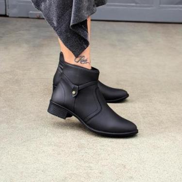 Imagem de Bota Casual Feminina Moderna Dia A Dia Confortável Zíper Lateral Cano Curto Salto Baixo-Feminino