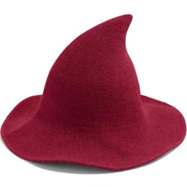Imagem de Chapéu de bruxa Leuceiy de lã de Halloween para mulheres de aba larga