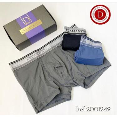 Imagem de Kit Com 3 Cuecas Boxer Longa ,de microfibra - Diamantes Lingerie, Pret