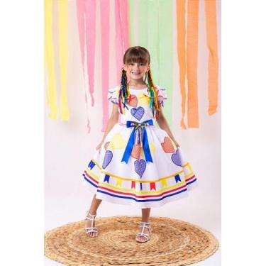 Imagem de Vestido Junino Luxo Arraiá Noivinha Infantil para Festas - Fabuloso At