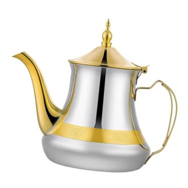 Imagem de YWJLQH Bule de aço Inoxidável, Chaleira, Jarro de água, Portátil, com Tampa, Infusor, Cafeteira para Restaurante, Casa, Escritório, Cozinha, Ouro Prata