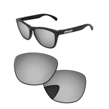 Imagem de PapaViva Lentes de reposição para Oakley Frogskin Range OO9284 55 mm/faixa de pele de sapo ajuste asiático OO9284A Óculos de sol cromado prata polarizado