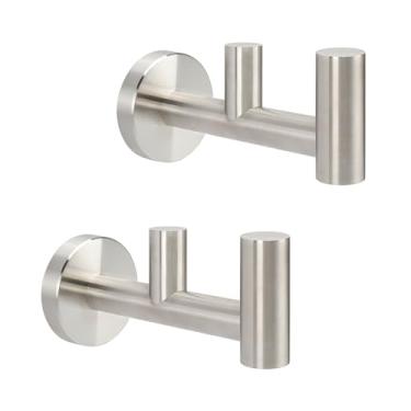 Imagem de NearMoon Gancho duplo para toalha de banheiro - Suporte de toalha de roupão de aço inoxidável SUS304, gancho de revestimento duplo resistente para banheiro, sala de estar, cozinha, montado na parede