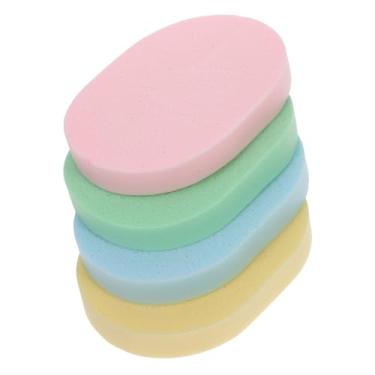 Imagem de minkissy 4 esponjas ovais de limpeza facial para esfoliação suave e remoção de maquiagem, almofadas de limpeza macias, verde, azul, rosa, amarelo para cuidados faciais diários