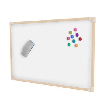 Imagem de Quadro Branco Aço Magnético Moldura Office Madeira Neo STALO, 60x40