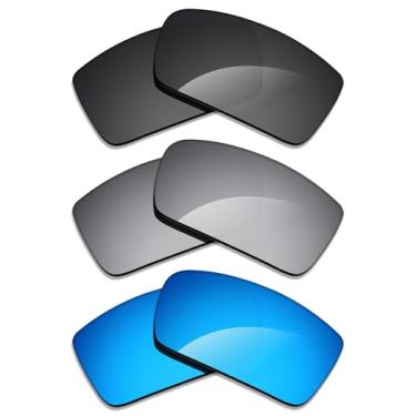 Imagem de Alphax Lentes De Reposição Polarizadas 3 Pares Para Oakley Gascan Oo9014 - Preto + Titânio Azul