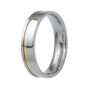 Imagem de Aliança de Aço Plus com Filete em Ouro 10k 6mm