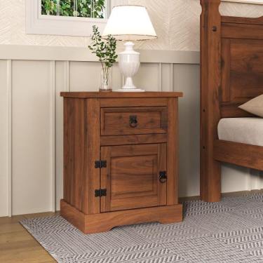 Imagem de Mesa de Cabeceira 1 porta + 1 gaveta Cera Acapulco 100% Madeira maçiça