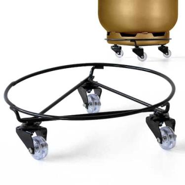 Imagem de Suporte para Botijão de Gás e Vaso em Ferro Reforçado com Rodas - MAGA