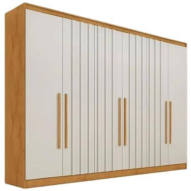 Imagem de Guarda Roupa Oxford Casal 6 Portas 6 Gavetas Europa Cor Peroba Off White