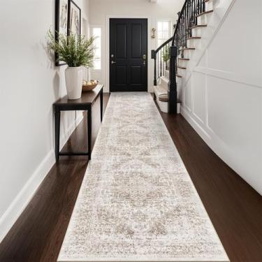 Imagem de Tapete Runner EISUROM lavável vintage 80x427cm creme/bege