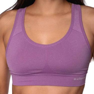 Imagem de Top Selene Sem Costura Poliamida Macia Sem Bojo Reforçado Nadador Alta