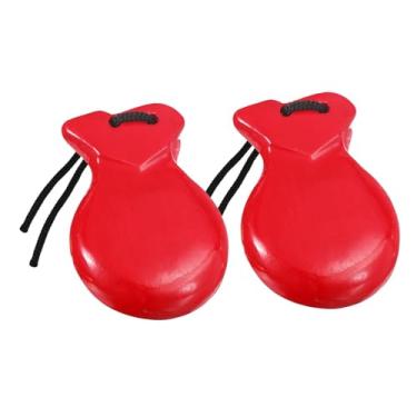 Imagem de MERIGLARE 2x Castanholas Espanholas com Cordas Brinquedos Sensoriais Tradicionais Instrumentos de Percussão de Mão Instrumento Musical para Apresentações de, Vermelho
