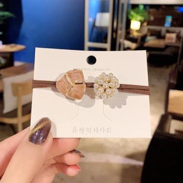 Imagem de HEEPDD Para Meninas Mulheres, Trabalho Diário Data de Festa Acrílica Elástico Laços de Cabelo Acessórios de Cabelo Beleza Essencial Nan Nan (Acessórios para cabelos com sabor pequeno, pó de)