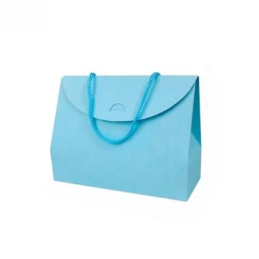 Imagem de 30 unid Sacola Papel Pequena Lembrancinha para AniversáRio, Chá de Bebê, Casamento e Festa 16x12x6cm(Azul bebe)