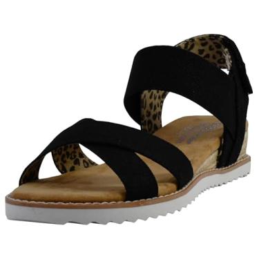 Imagem de Skechers BOBS Sandália rasteira feminina Desert Kiss-Secret piquenique, Preto, 8.5