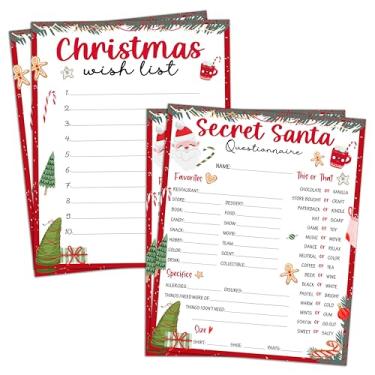 Imagem de Cartão de troca de presente secreto de Papai Noel de 20 x 25 cm - 20 peças de cartões de questionário de Natal de dois lados - casa, escritório, sala de aula, ideia de presente de festa de Natal para