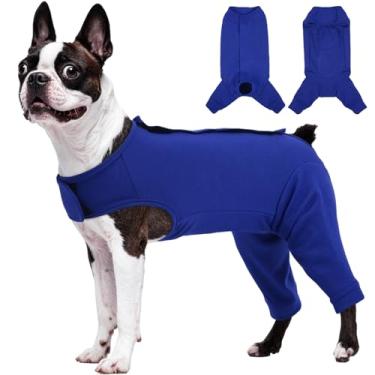 Imagem de Kuoser Traje de cirurgia para cães para pernas traseiras, manga traseira de cachorro para parar de lamber, traje feminino de recuperação de esterilização para cães após a cirurgia, macacão cirúrgico