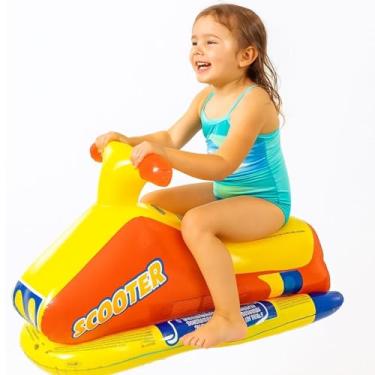 Imagem de Boia Inflável Infantil Jet Ski, Scooter Aquático para Praia e Piscina, Design Divertido e Seguro