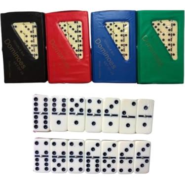 Imagem de Jogo de Dominó Profissional de Osso com 28 Peças e Estojo de Maleta Resistente na cor verde