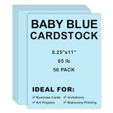 Imagem de Cartolina 8,5 x 11, 50 peças, 29,5 kg/180 g/m², papel de impressora grosso para artesanato, papelaria, cartões de visita, impressão de escritório (azul bebê, 50 peças)
