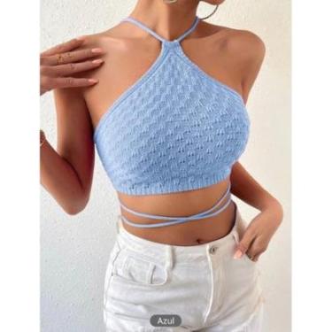 Imagem de Cropped feminino triângulo de amarrar moda blogueira tendência verão-Feminino