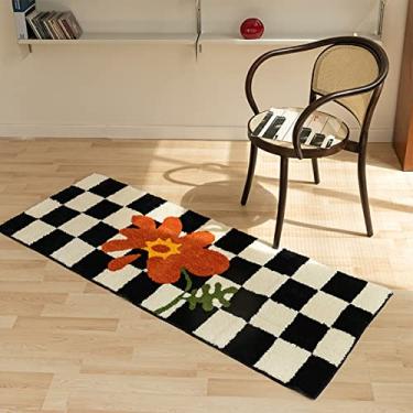 Imagem de Generic Tapete de Corredor, Tapete Absorvente de água Xadrez Preto e Branco, Resistente a Manchas, Macio e Confortável para Banheiro (40x120cm)