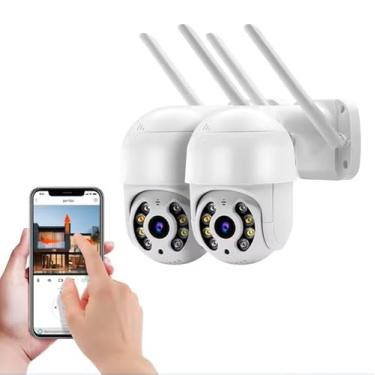 Imagem de Kit de Câmeras de Segurança Speed Dome A8, 2 Unidades, Wi-fi, com Visão Noturna, Prova D'água, Detecção de Movimento, Controle Remoto, para Casa e Escritório
