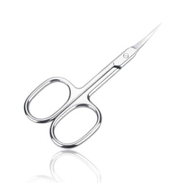 Imagem de Tesoura de cutícula curva extrafina, tesoura de sobrancelha, extremamente fina, tesoura de manicure pequena com ponta pontiaguda/tesoura de beleza para barba e bigode pele seca