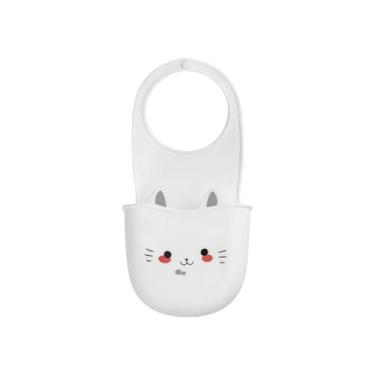 Imagem de Cesta para pendurar gato branco desenho animado torneira de banheiro suporte de esponja ralo cesta de água pia saco de armazenamento pendurado (Cat1)