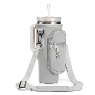 Imagem de Bolsa de transporte para garrafa de água com alça ajustável para celular Stanley 30 1,134 g, capa tiracolo isolada de neoprene para caminhadas, acampamento, trilhas, viagens