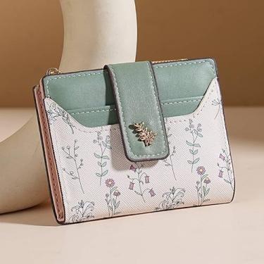 Imagem de Bolsa feminina curta estampada de couro com porta-cartões carteira zíper fivela verão clutch feminina verde, Verde, Tendência
