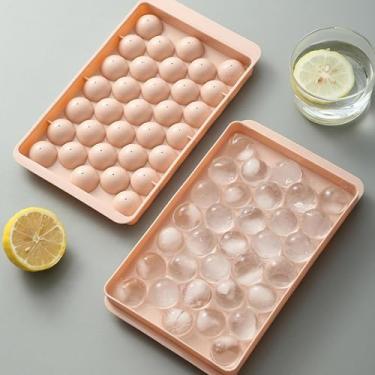 Imagem de Bandejas de gelo para freezer, molde para fazer bolas de gelo, mini círculo, forma redonda de cubo de gelo com tampa, 3 cm x 33 peças, para coquetel, uísque, chá, café, rosa