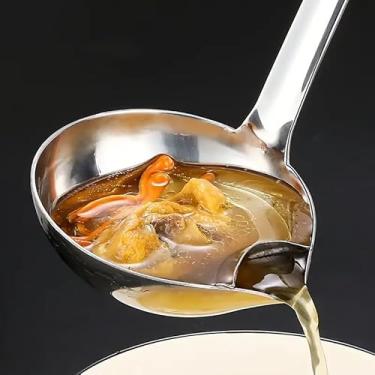 Imagem de Concha separadora de gordura para molho de alimentos, colher de filtro de óleo, colher de aço inoxidável, escumadeira de gordura, escorredor de sopa para cozinha doméstica e culinária - 28 cm de