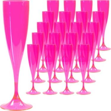Imagem de 40 Taça Rosa Neon Champanhe Espumante Para Festa Acrilico 170ml