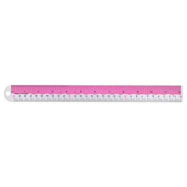 Imagem de Generic Régua reta, sistema métrico inglês de 30 cm, régua de liga de alumínio com ferramenta de medição de orifício pequeno para sala de aula de estudo, escritório, rosa choque