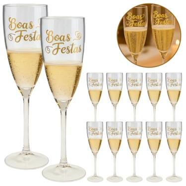 Imagem de Kit 12 Taças Para Champanhe Espumante Acrílico Cristal Luxo Festa Ano Novo Champagne 180ml (TRANSPARENTE)