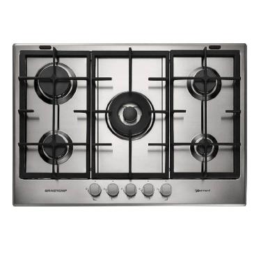 Imagem de Cooktop a Gás Brastemp Gourmand 5 Queimadores Inox 75cm 220v
