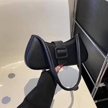 Imagem de Bolsa de ombro estilo coreano feminina pequena bolsa transversal quadrada elegante bolsa axila, Preto, Medium, Mochila casual