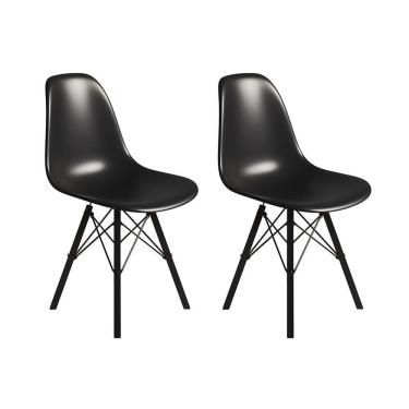 Imagem de Conjunto 2 Cadeiras Eames Tubo Ferro Preto Assento Preto
