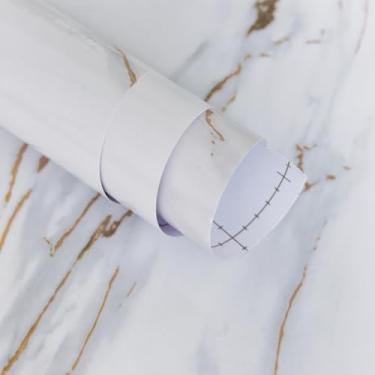 Imagem de Boobest Papel de contato de granito à prova d'água para bancada de mármore branco dourado autoadesivo, descasque e cole papel de contato de mármore espesso para armário de cozinha, forro de banheiro